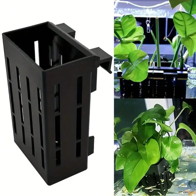 Aquarium Fish Black - حامل نباتات للأحواض المائية، سلة بلاستيكية