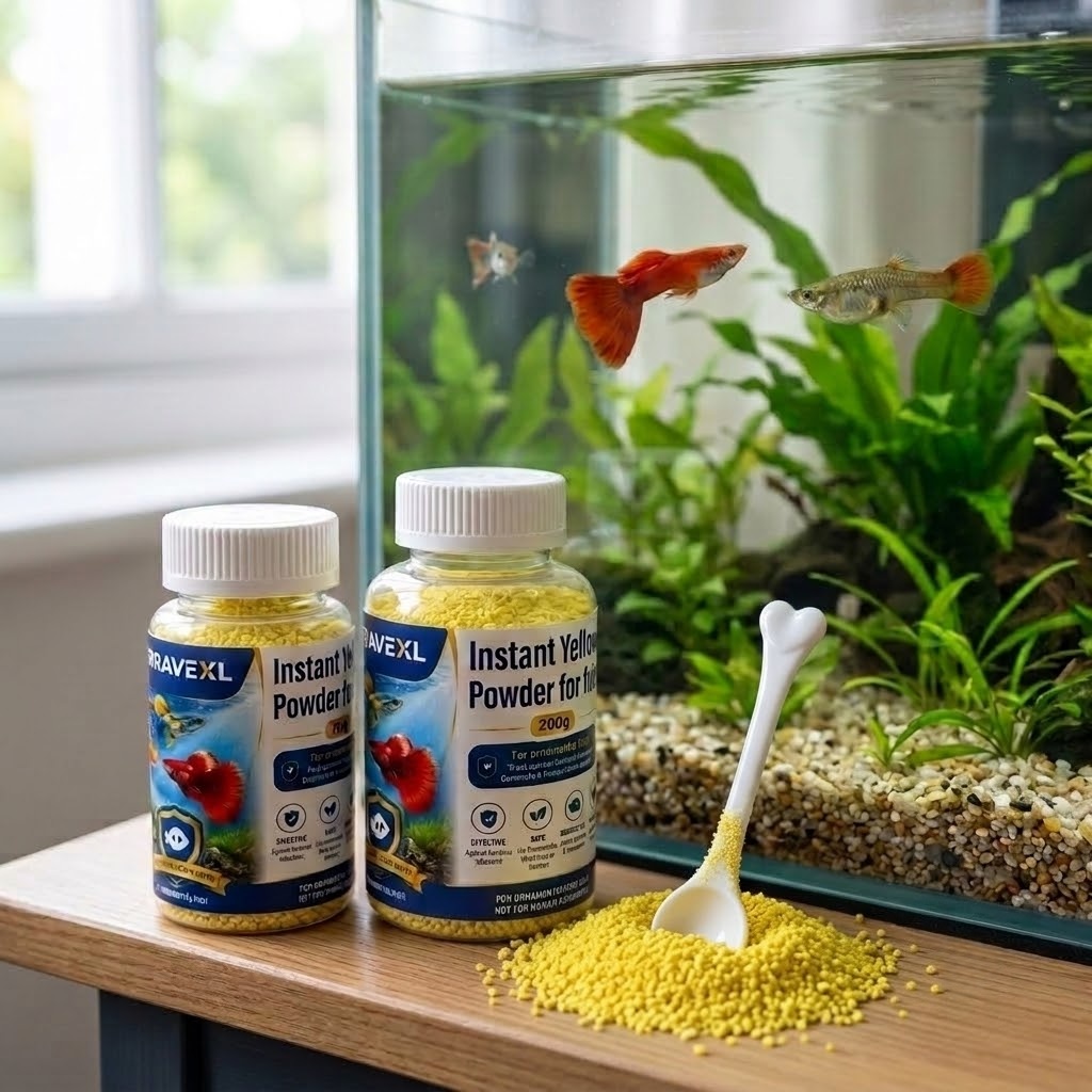 Aquarium Fish Eggs - مسحوق أصفر فوري شامل لمشاكل البكتيريا