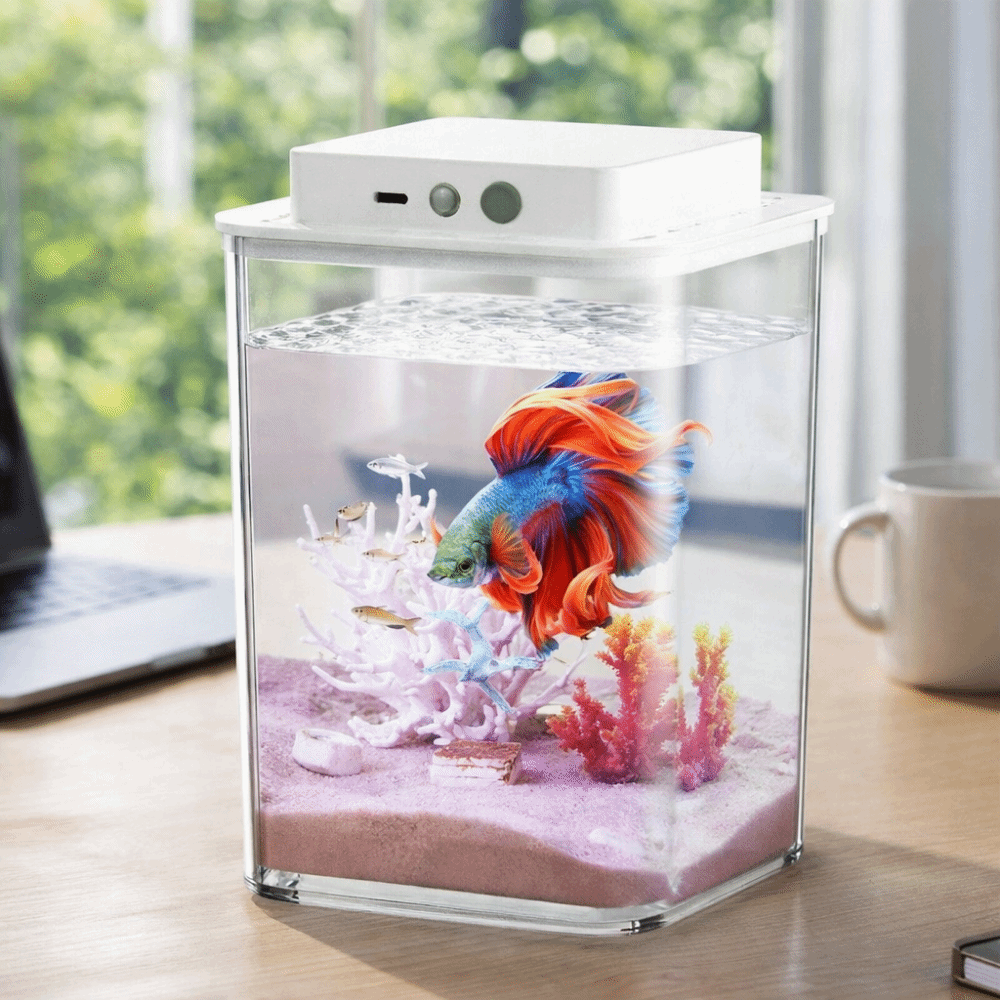 حوض سمك بيتا شفاف مع إضاءة LED - مراجعة Live Fish Aquarium وسعره