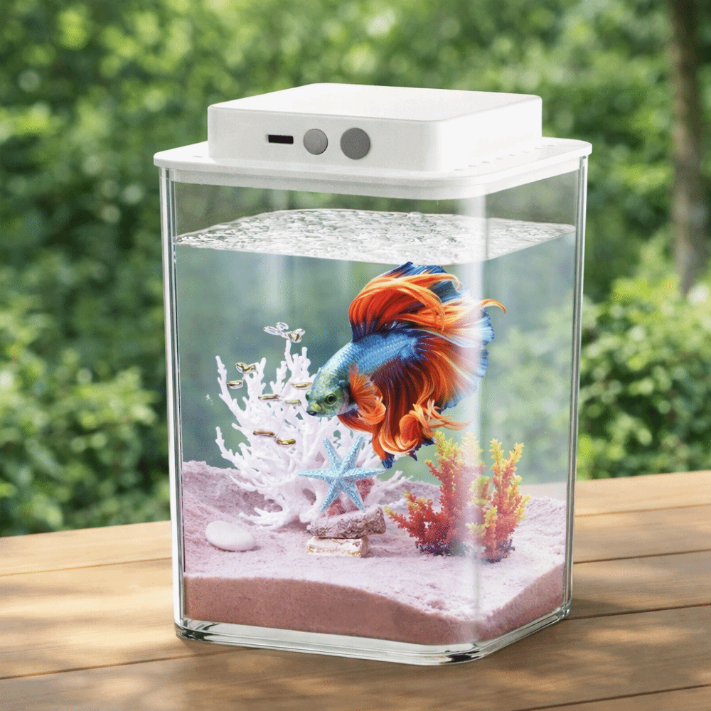 حوض سمك بيتا شفاف مع إضاءة LED - مراجعة Live Fish Aquarium وسعره