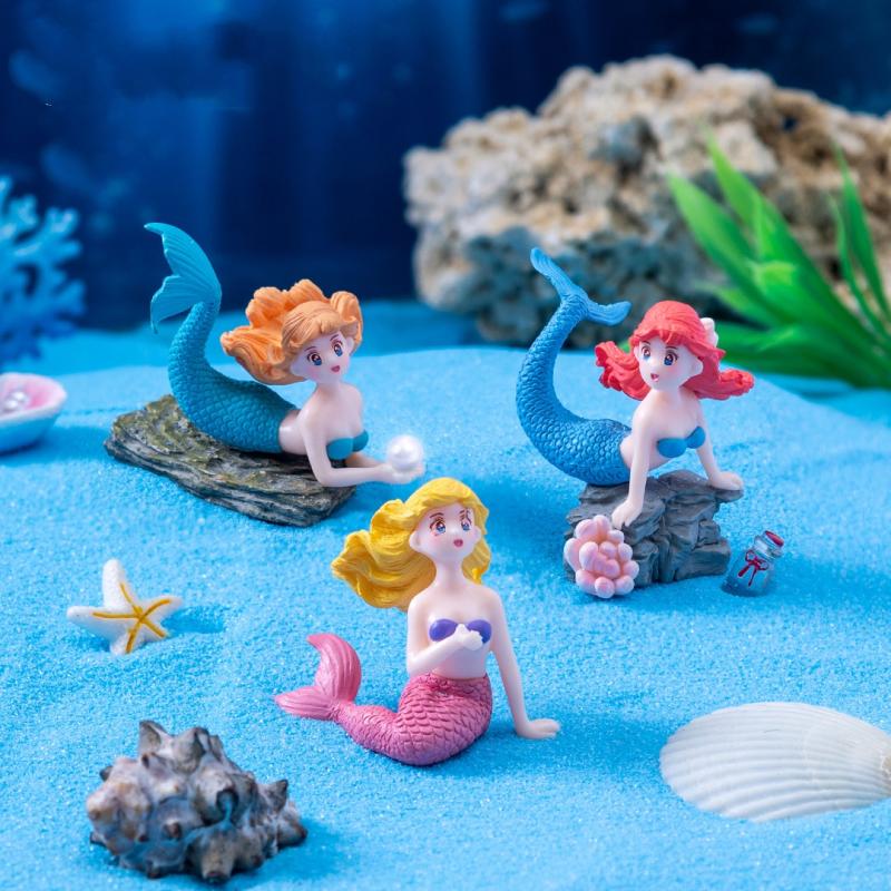4 قطع من تماثيل حورية البحر ال - مراجعة Aquarium Fish Cartoon وسعره