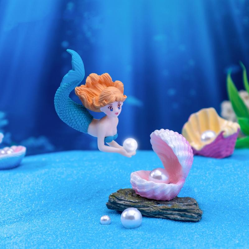 4 قطع من تماثيل حورية البحر ال - مراجعة Aquarium Fish Cartoon وسعره