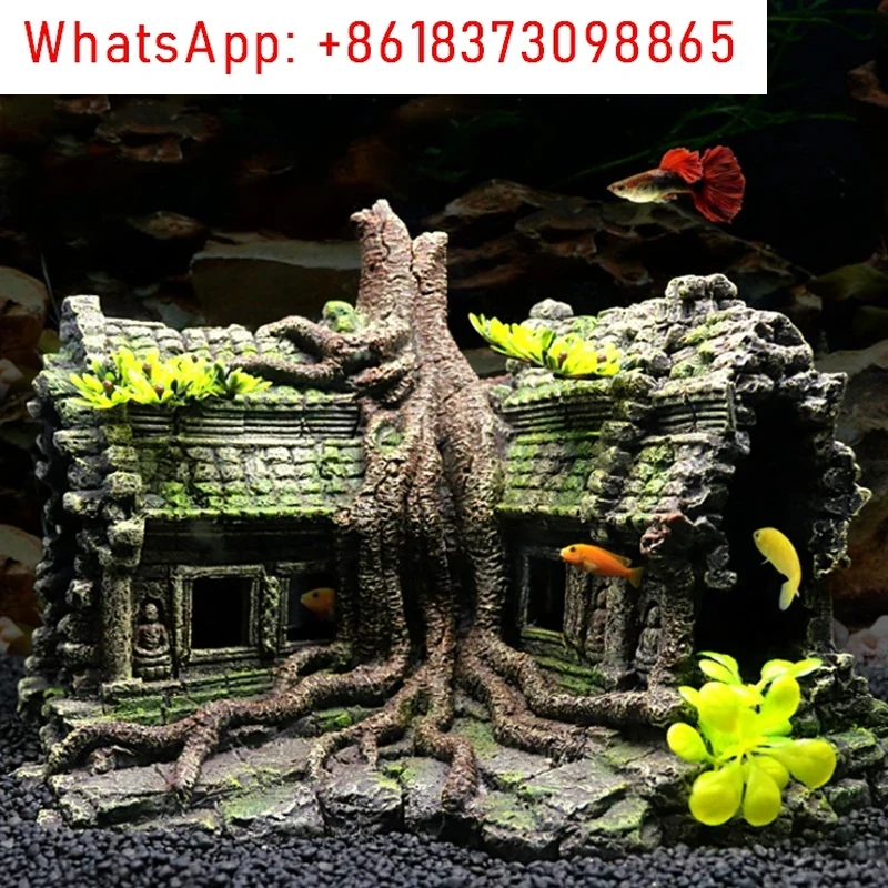 ديكور حوض السمك على شكل بيت شج - مراجعة Aquarium Fish Accessories وسعره