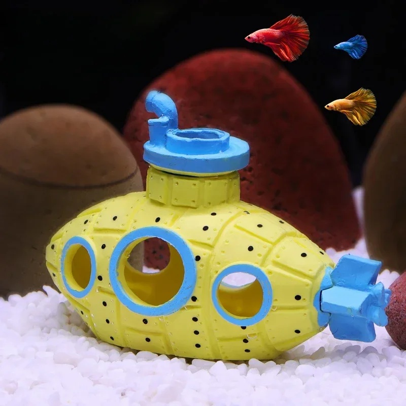 زينة على شكل غواصة من الراتنج  - مراجعة Aquarium Fish Cartoon وسعره