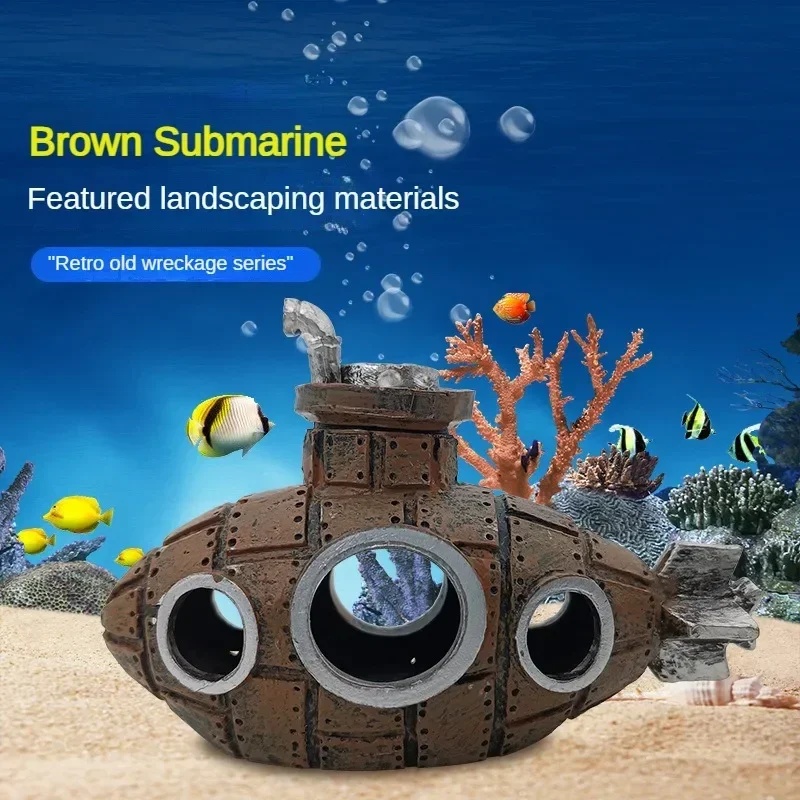 زينة على شكل غواصة من الراتنج  - مراجعة Aquarium Fish Cartoon وسعره